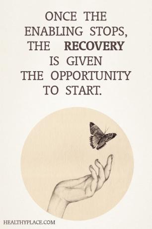 Citaat op verslavingen - Zodra het inschakelen stopt, wordt het herstel in de gelegenheid gesteld om te beginnen.