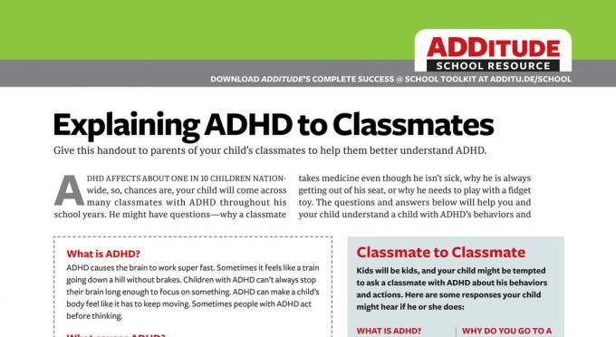 ADHD uitleggen aan klasgenoten