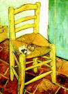Van Goghs schilderij van een stoel en pijp